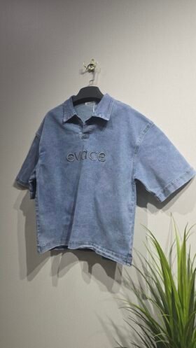 تيشرت القصة الكورية موديل حديث ازرق