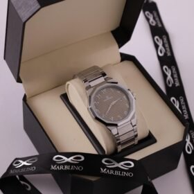​🎁 ساعة يد رجالية معدنية أنيقة من "MARBLINO" في علبة فاخرة