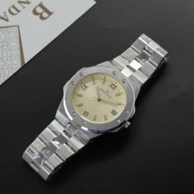 ساعة يد رجالية BRANDA (براندا) ستانلس ستيل كامل تصميم فخم إطار سداسي/ثماني وميناء شامبين مُنقّش