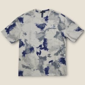 تيشيرت رجالي عصري بأكمام قصيرة وطبعة فنية مجردة